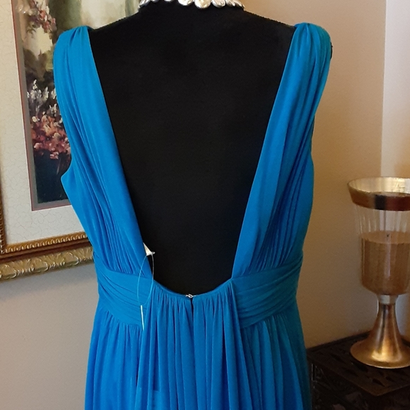 NEW ALFRED SUNG Cerulean Blue Gown with train built in bra sz16 MSRP $220 New … - Picture 7 of 8